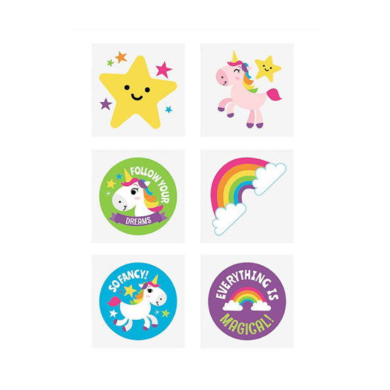 Make unicorn parties more magical with these fun party favors. Temporary tattoos for kids make great goody bag gifts.