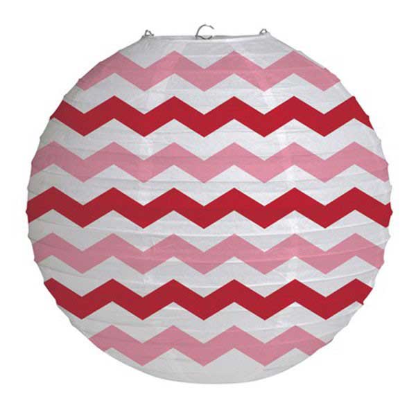 Red and Pink Chevron Paper Lantern - Have a elaborated and outstanding party decoration to have for your party event. Put up these captivating chevron stripes paper lanterns with some balloons, pompoms with matching colours and have a fascinating party decoration.