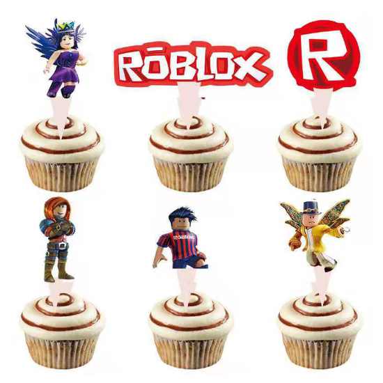 Load image into Gallery viewer, Roblox cupcake picks for decorating birthday cupcakes
