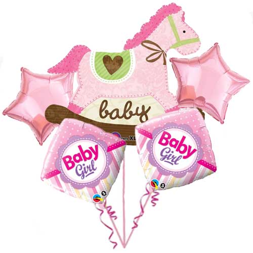 Rocking Horse Baby Girl Balloon Bouquet