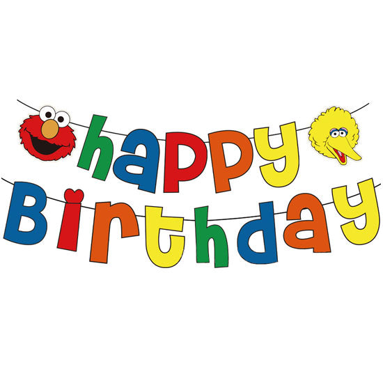 Sesame Street Happy Birthday Banner with Elmo and Big Bird.