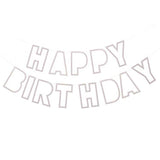 Silver glittery Happy Birthday Banner