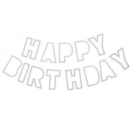 Silver glittery Happy Birthday Banner