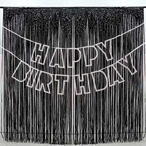 Silver Happy Birthday Glittery banner against a black coloured backdrop is simply marvellous.