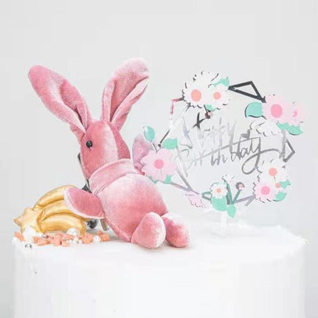 Silver Hexagon Acrylic Cake Topper