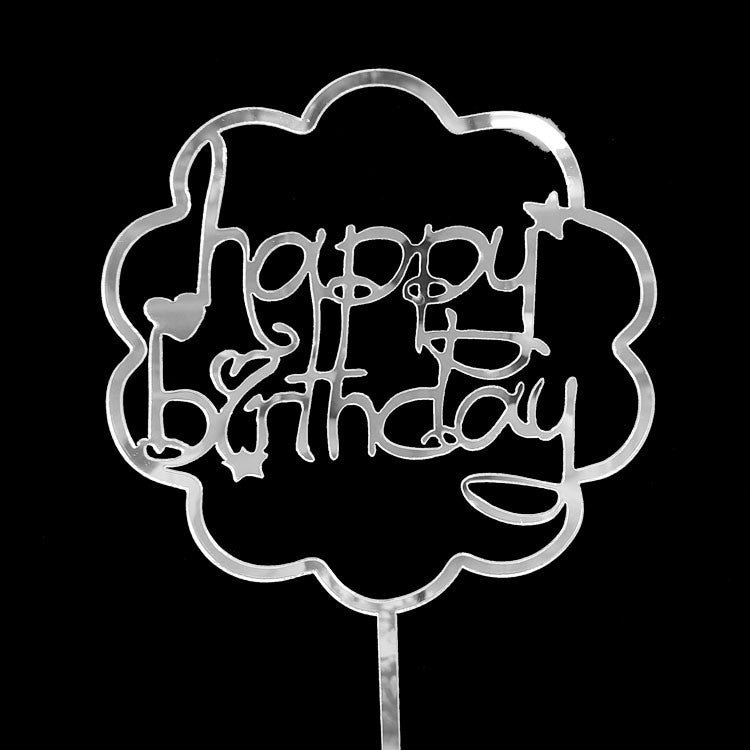 Silver Scallop Acrylic Birthday Cake Topper