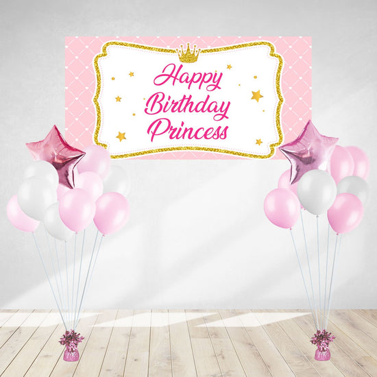 Sparkle Princess Birthday Banner & Balloon Bundle