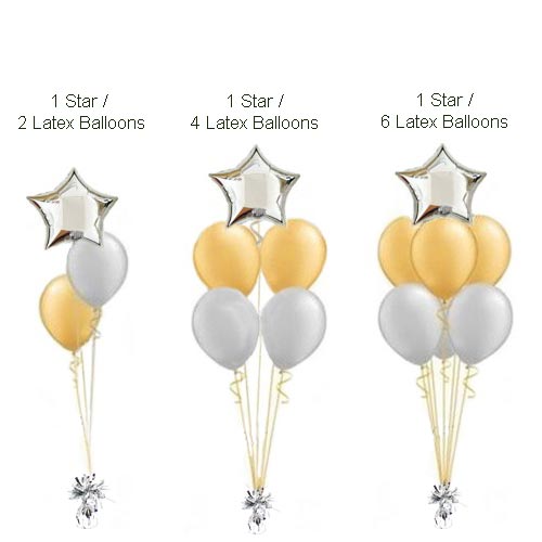 Choose the number of latex balloons to match with the star foil balloon to create a lovely bouquet of balloons.