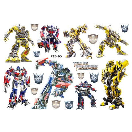 Transformers themed party tattoo with Optimus Prime and Bumble Bee in Action! Great for Goodie Bags for childcare or birthday party!