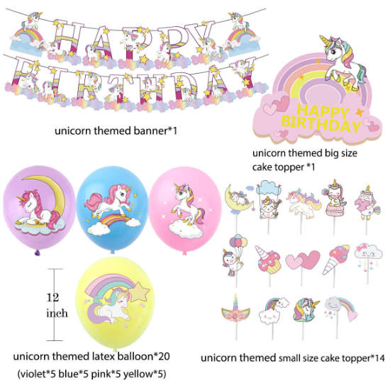 Load image into Gallery viewer, Unicorn Party Kit is here to help you decorate for your birthday celebration in the most stylish manner at cheap prices.
