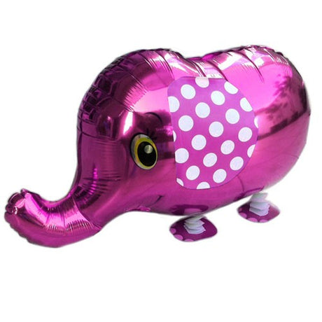 Pink elephant balloon walking around.