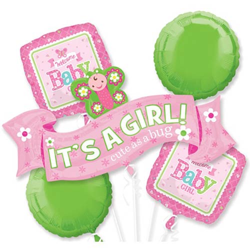 Load image into Gallery viewer, Welcome Little One Girl Balloon Bouquet
