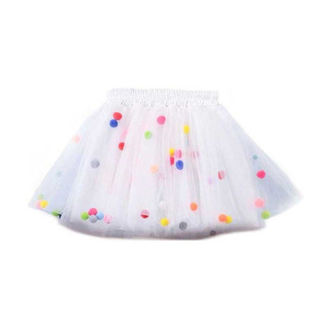 White Tutu Skirt with Pom Pom