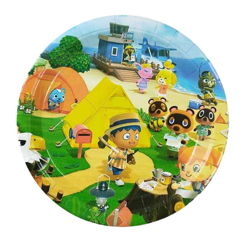 Animal Crossing themed colourful party plates for your desserts and birthday cake serving.
