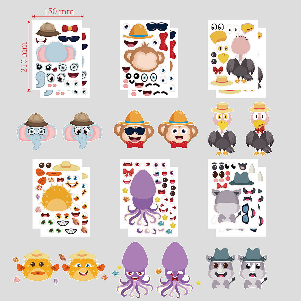 Load image into Gallery viewer, Fun filled activities with this jungle animals sticker sheet.
