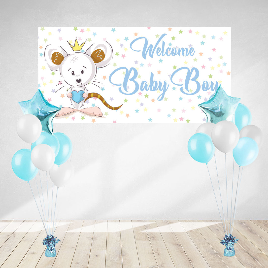 Baby Boy Mouse banner and balloon bundle.