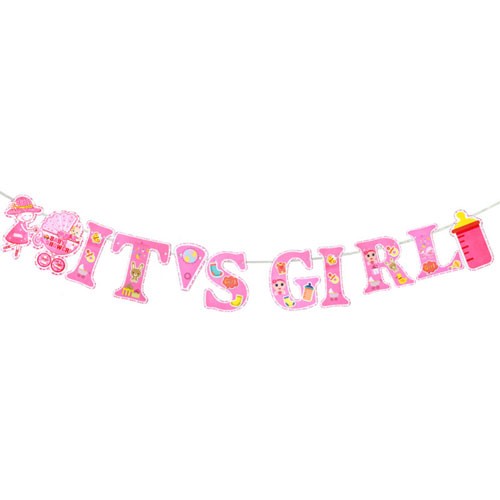 Baby Shower Buggy Bottle Girl Banner