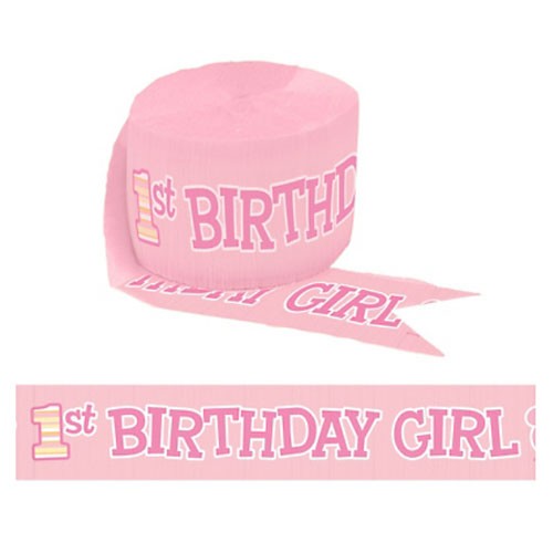 Baby Minnie 1st Birthday Streamer - 1st Birthday Party Decoration. 30 feet long.