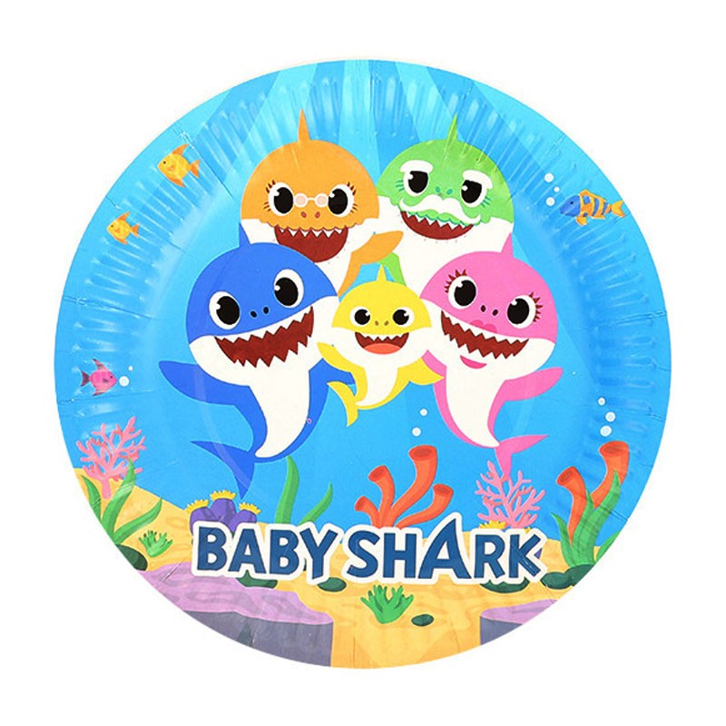 Load image into Gallery viewer, Baby Shark Doo Doo Doo.... Sing out aloud for your Baby Shark themed under the sea party.  Have a delightful Baby Shark Party table setting, filled with lots of colours!
