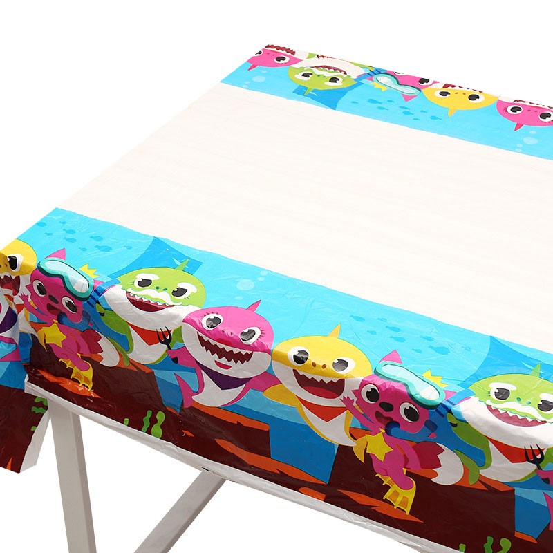 Baby Shark Table cover for baby or birthday party celebration and decoration of the cake table.