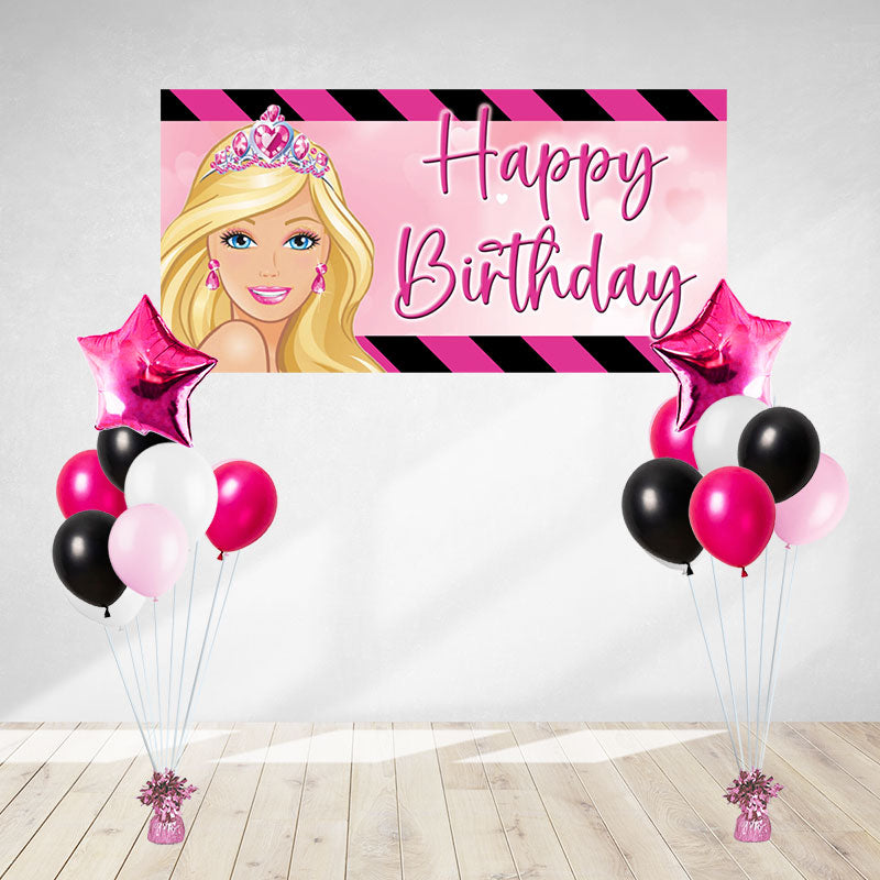 Hot pink, Black and White Barbie Doll themed birthday party decoration!