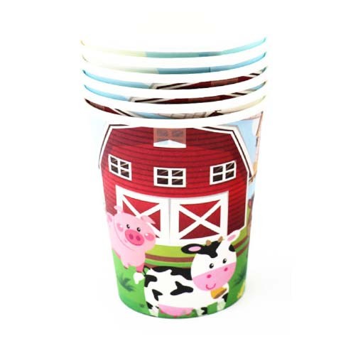 Match our Farmhouse Fun theme with lovely little cups for your party table. 9oz, paper cups suitable for hot or cold drinks. Each pack comes with 8 pieces.