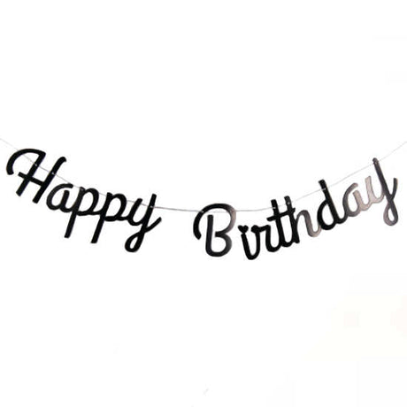 Black Happy Birthday Letter Bunting in a classic soft cursive style.