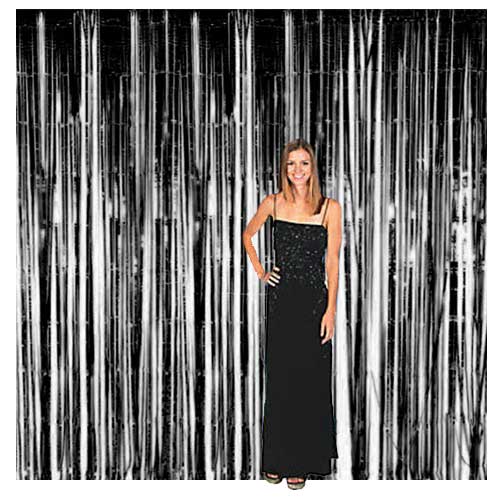 Load image into Gallery viewer, Black foil backdrop for a special style 21st birthday party. Add some gold to it and have a lovely decoration for the special milestone event.
