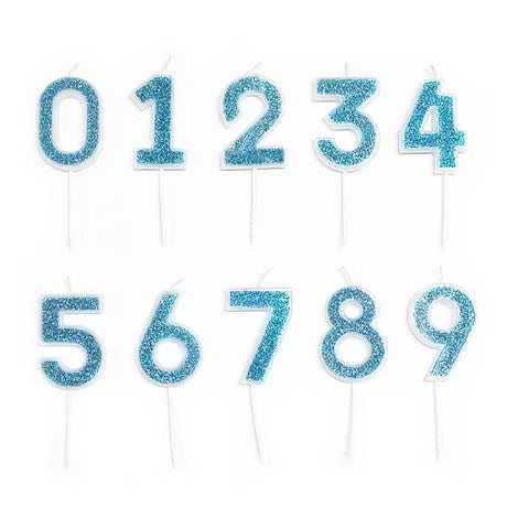 Blue Glitter Number Candles  Great for birthday cake or cupcakes decoration!