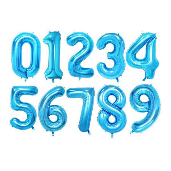Blue Number Balloons - Great for displaying the Birthday Age, Anniversary or the Year as you set up your backdrop.