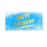 Artistic blue pastel background with golden brush strokes design for the poster birthday banner