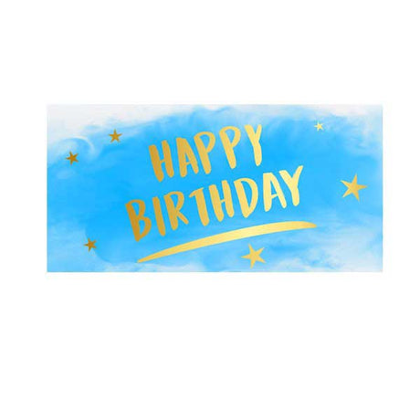 Artistic blue pastel background with golden brush strokes design for the poster birthday banner