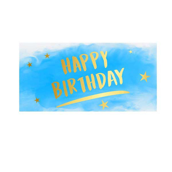 Artistic blue pastel background with golden brush strokes design for the poster birthday banner