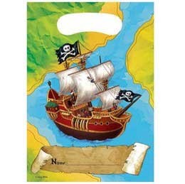 Buried Treasures Treat Bags. Fill these Buried Treasures treat bags with lots of great loot. Your party guests will love taking one of these Buried Treasures Pirate Treat Bags home.