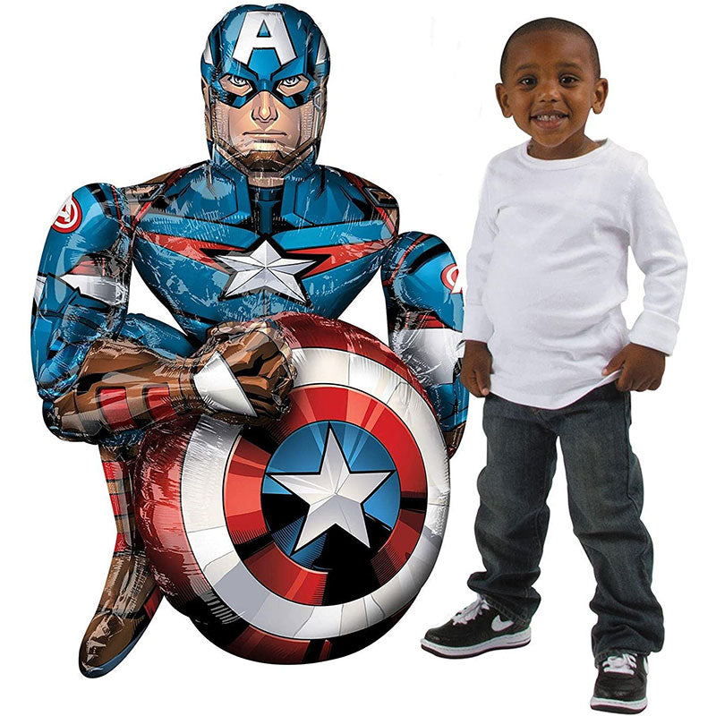 The boy just love his Captain America Avengers jumbo huge balloon!