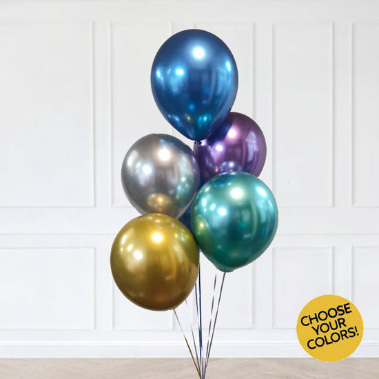 Colourful Chrome Metallic balloons in shiny colours and tones for a futuristic feel to your party decoration.