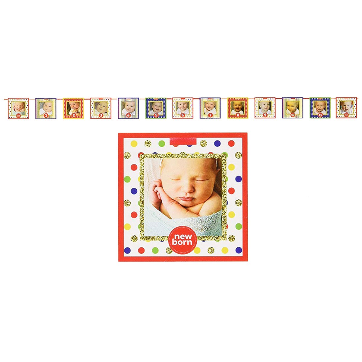 Load image into Gallery viewer, Circus Party Photo Banner. Great way to share photo memories of your child up to the 1st birthday.
