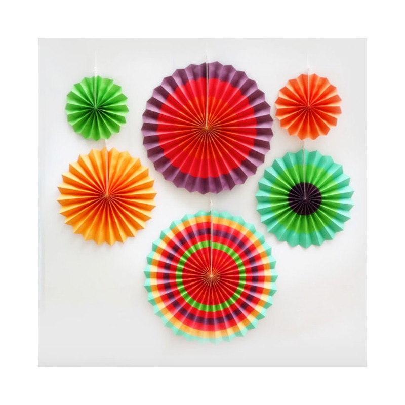 Colourful Paper Fan Decoration Set