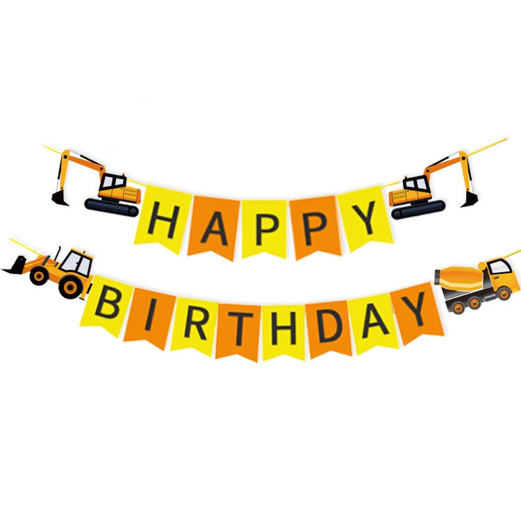 Construction Trucks Happy Birthday Jointed Banner
