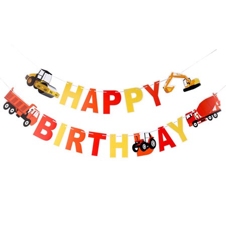 Construction Vehicles Birthday Letter Banner