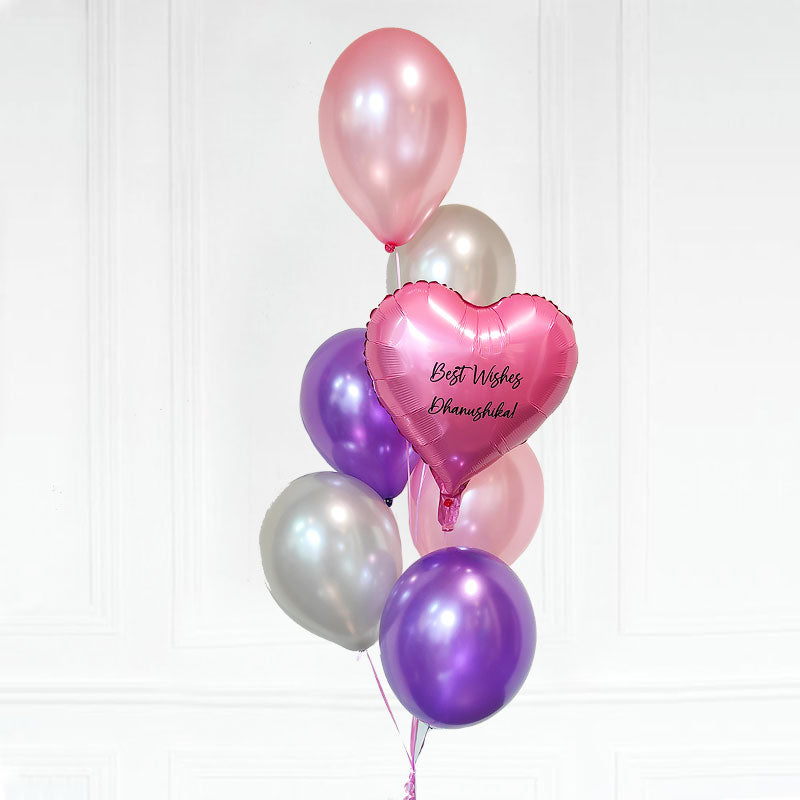 Customised Heart Coloured Latex Balloon Bouquet