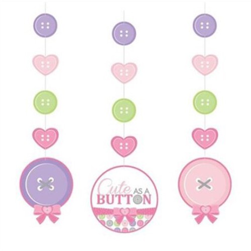 Decorate your party with this soft pastel coloured Cute As Button Baby Shower hanging decoration kit to celebrate the arrival of your newborn baby. 