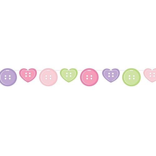 Decorate your party with this soft coloured Cute As Button jointed banner to celebrate the arrival of your newborn baby.