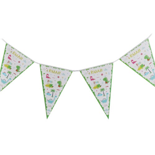 Cute Dino Flag Banner  Each flag measures about 21 x 19cm, total length about 2.7m