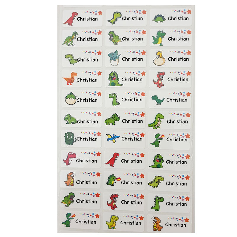 Cute Dinosaur Personalised Name Stickers
