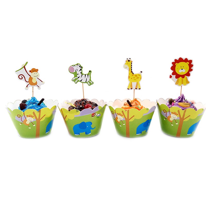 Load image into Gallery viewer, Lovely cute jungle animal cupcake kits
