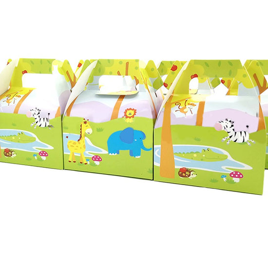 Package includes 6 paper treat boxes to match your Jungle Animal party theme.