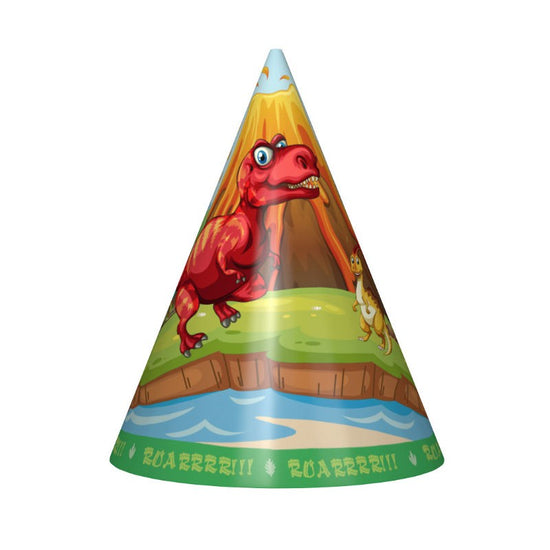 Load image into Gallery viewer, 6 party hats for your dinosaur theme party event . give them out to your friends and little guests. 
