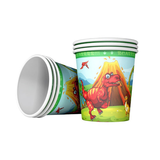 Package includes 8 paper cups to match your DinoLand dinosaur party theme. Stock them today!9 oz. suitable for Hot/Cold beverages