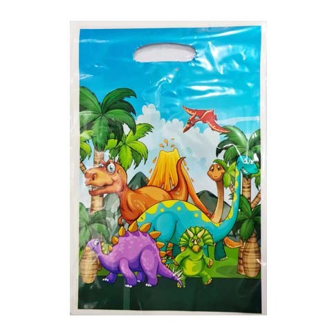 Load image into Gallery viewer, Package includes 10 Dinosaur themed treat bags for goody packs to match your party theme.
